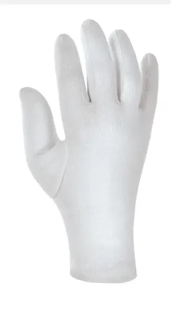 IS-6042 Interlock White Bleached Gloves Fourchette Style