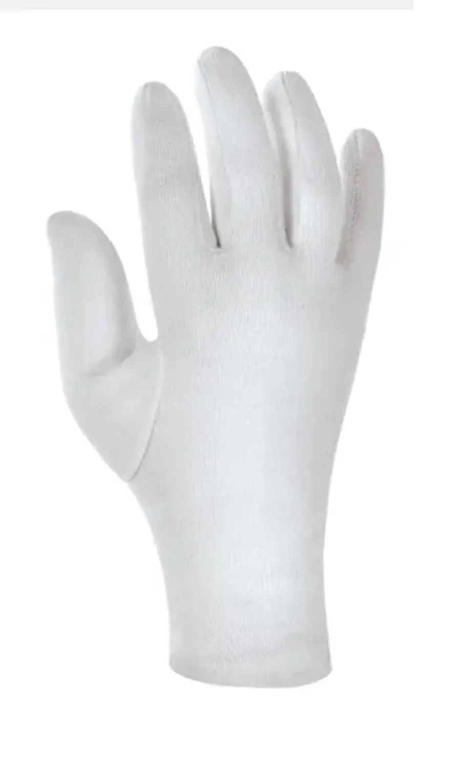 IS-6042 Interlock White Bleached Gloves Fourchette Style
