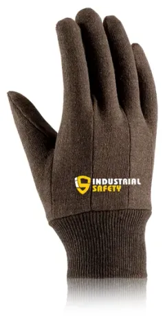 Jersey Brown Gloves Knitted Wrist
