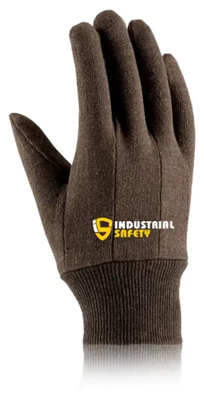 Jersey Brown Gloves Knitted Wrist