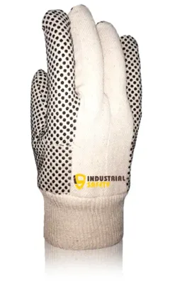 Drill Polkadot Gloves With Grey Knitted Wrist