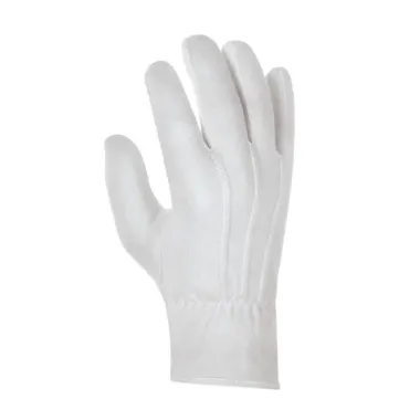IS-6091 Interlock White Bleached Gloves Forchette Style Three Seam on Back