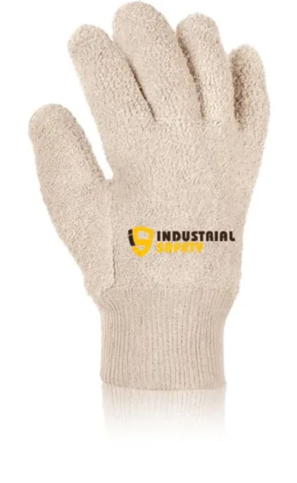 Terry Grey Gloves With Knitted Wrist